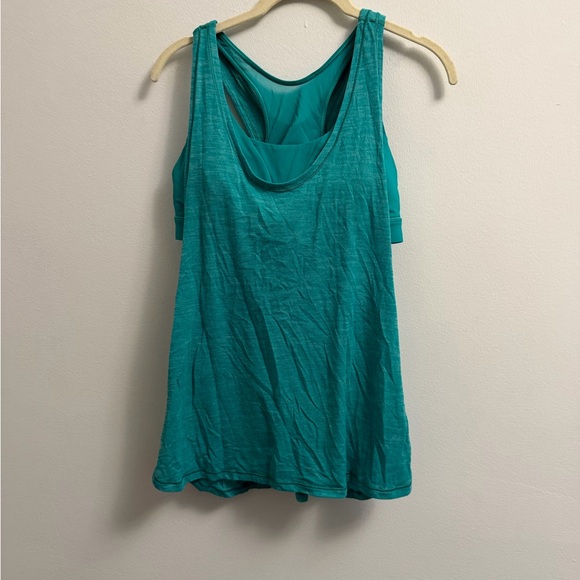 Lululemon Glide and Stride Tank Heathered - Viridian Green - Size 10 - Picture 3 of 12